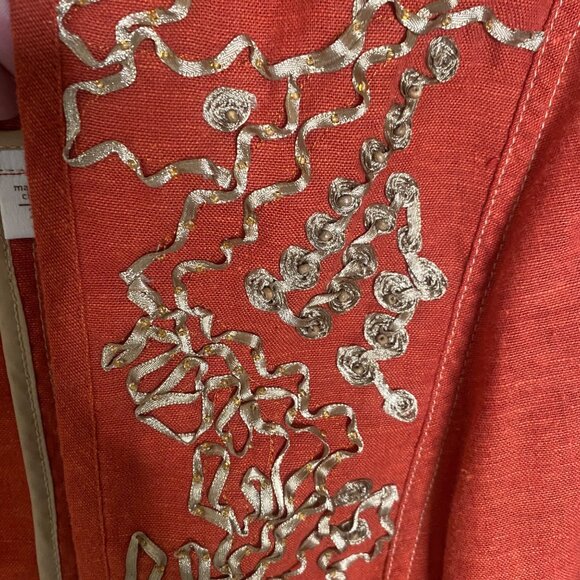 Coldwater Creek Linen Blend Cardigan Blazer Womens Size 20 Plus Size Orange Flor - Picture 8 of 14